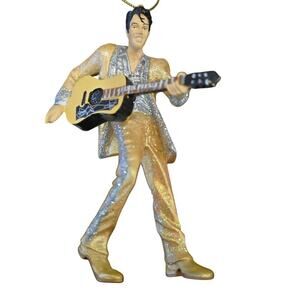 Elvis In Gold Suit With Guitar Ornament